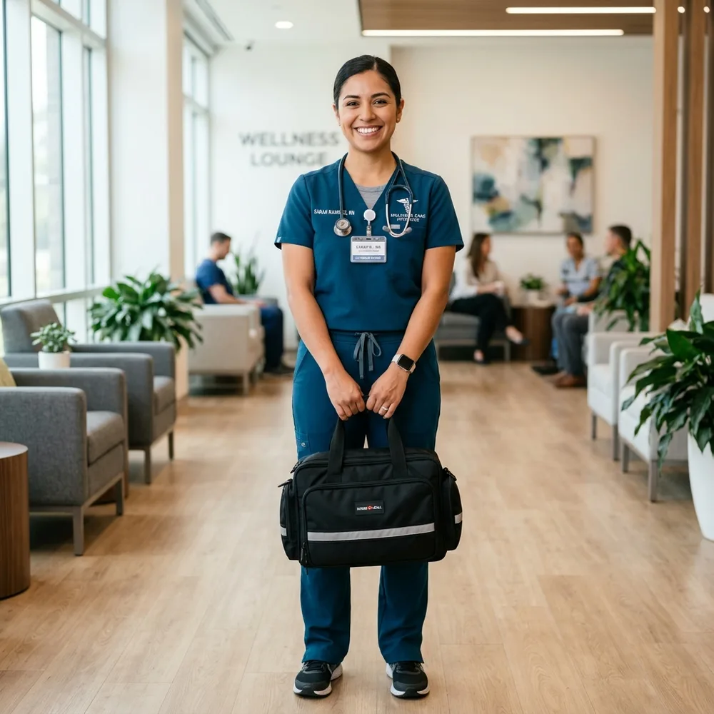 Licensed Nashville Registered Nurse with mobile IV dispatch kit